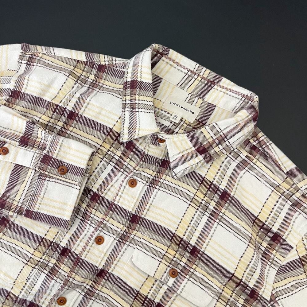 Lucky Brand Cloud Soft Flannel Shirt Mens XXL Plaid Button Up Cotton Casual NEW